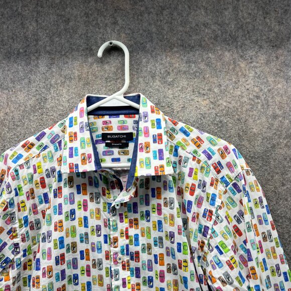 Bugatchi Shirt Mens Large Multicolor Button Down Long Sleeve Cars Pattern AOP - Picture 7 of 12